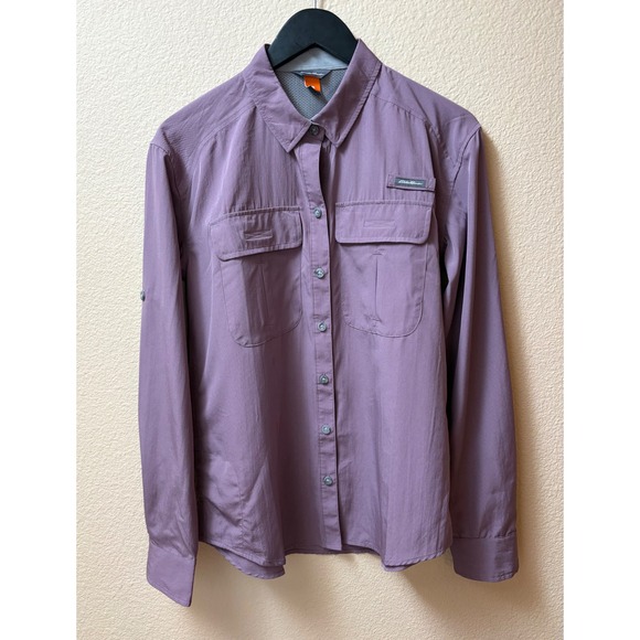 Eddie Bauer Tops - Eddie Bauer Travex Womens Small Purple Ripstop Vented Hiking Shirt Long Sleeve